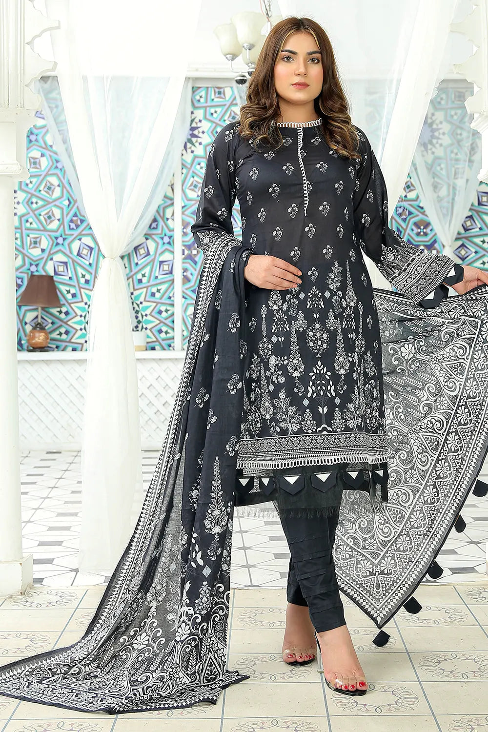 NOIR Unstitched Digital Printed Lawn PR-2628