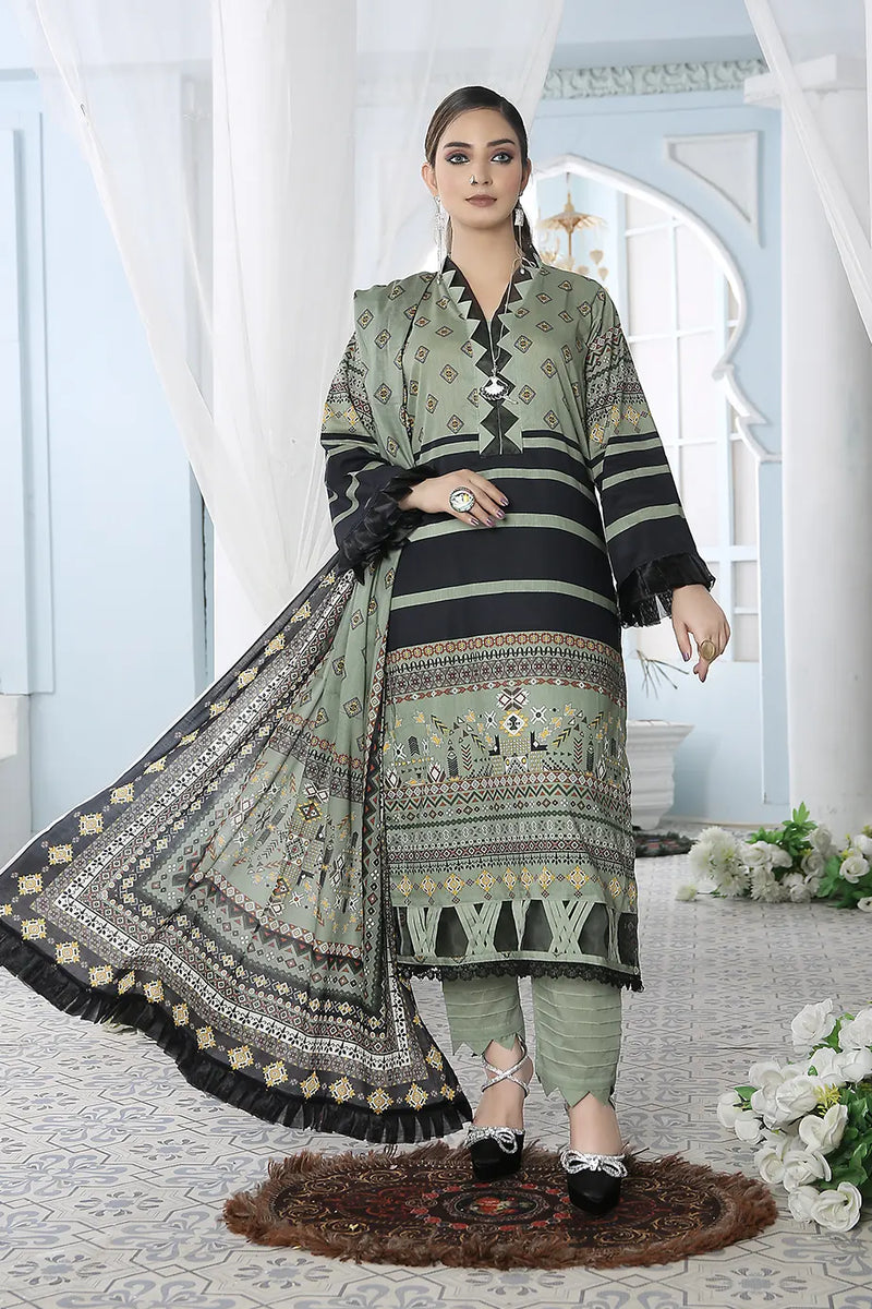 Arwa Artistry: Digital Printed Lawn 3pcs Ensemble PR-2580